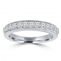 0.70 ct Ladies Round Cut Diamond Wedding Band Ring With Millgrain Edge 